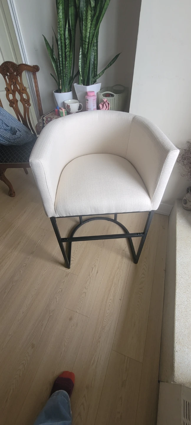 BN Cream Upholstered Bar Stool with Black Metal Frame