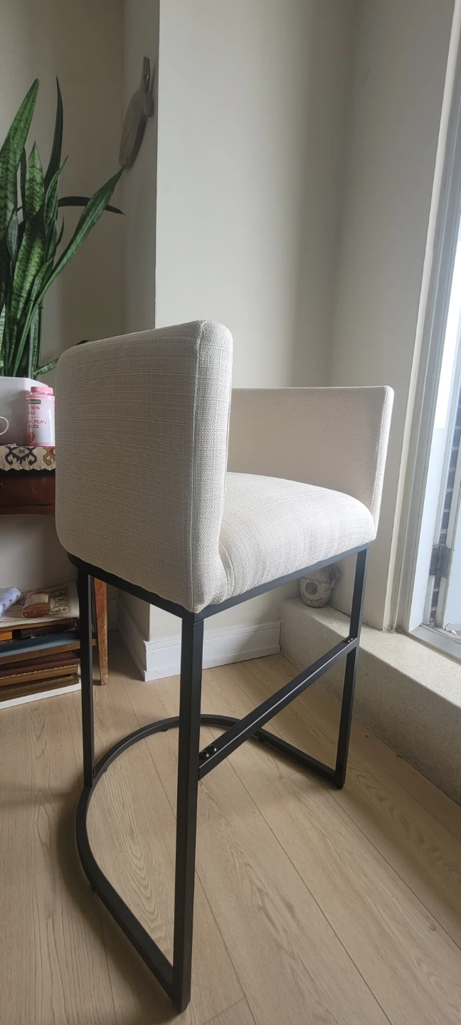 BN Cream Upholstered Bar Stool with Black Metal Frame - photo 2