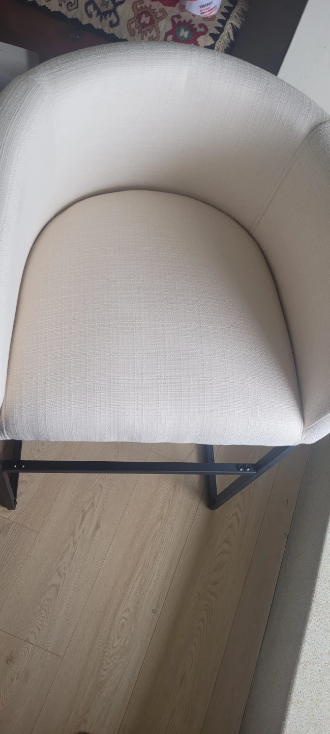BN Cream Upholstered Bar Stool with Black Metal Frame - photo 3