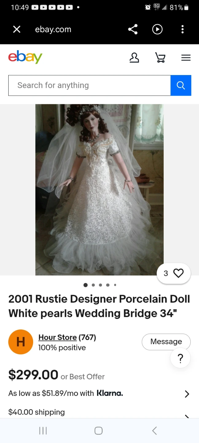 2001 Rustie Designer Wedding Bride Porcelain Doll 34" - photo 2