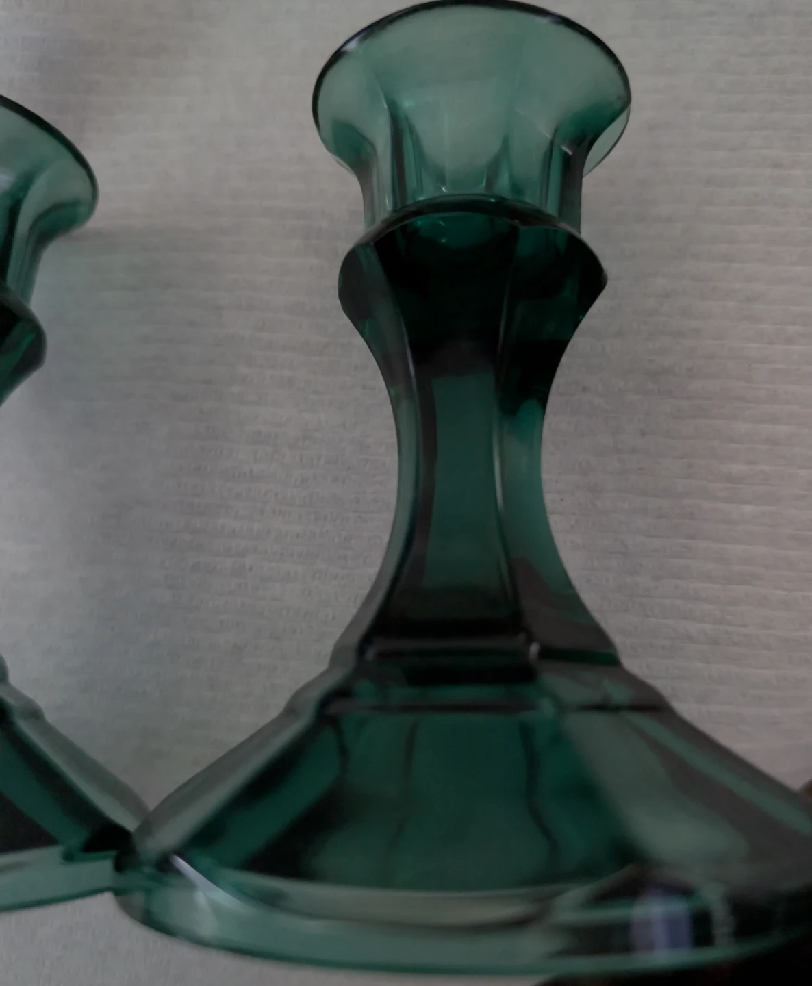 Vintage Pair of Indiana Teal Glass Candlesticks - photo 3