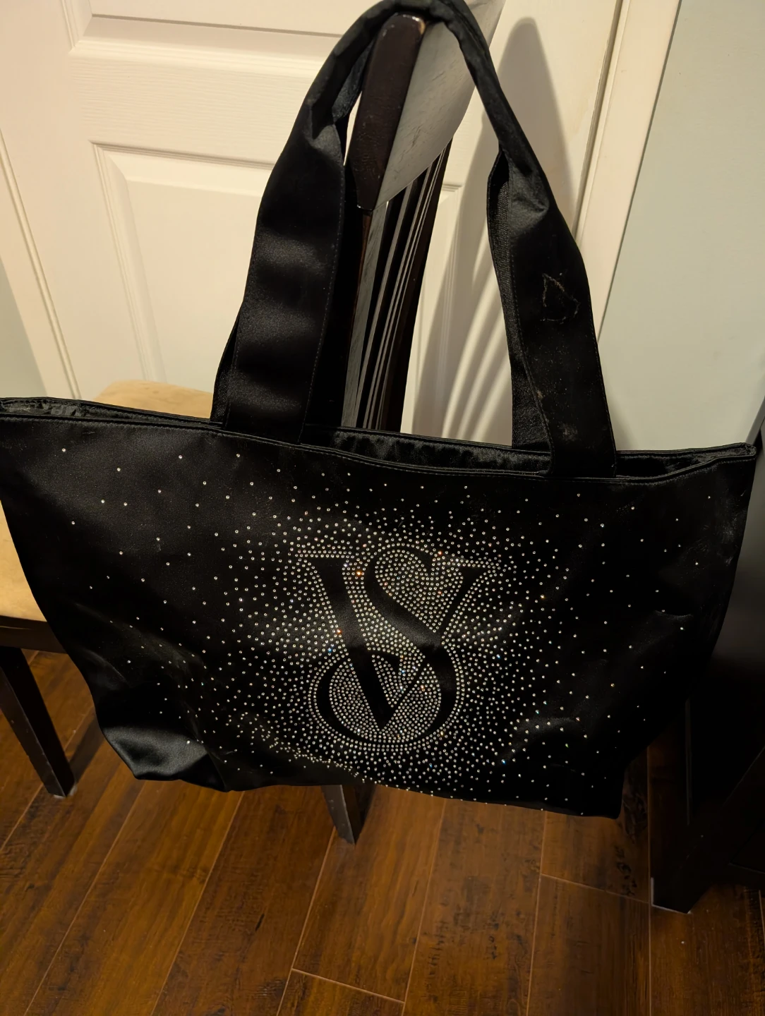 Victoria's Secret Black Tote Bag with Rhinestones