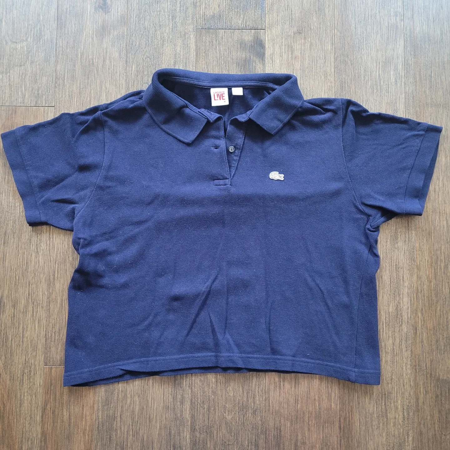 Lacoste Cropped Polo Navy Blue