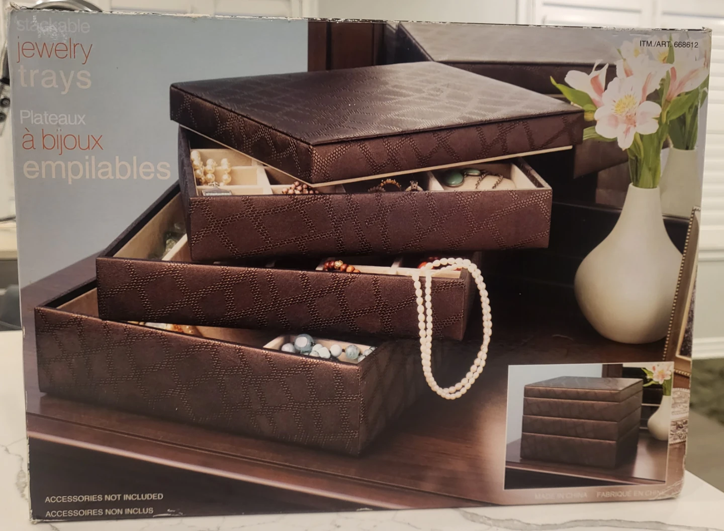 Stackable Jewelry Trays with 4 Trays