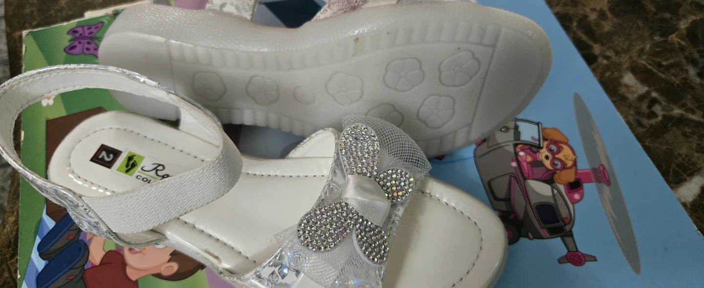 Royal Collection Girls White Sparkle Sandals