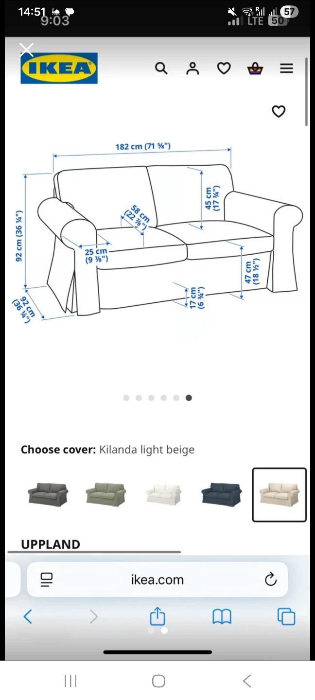 IKEA UPPPLAND 2-Seater Sofa Cover - Kilanda Light Beige - photo 2