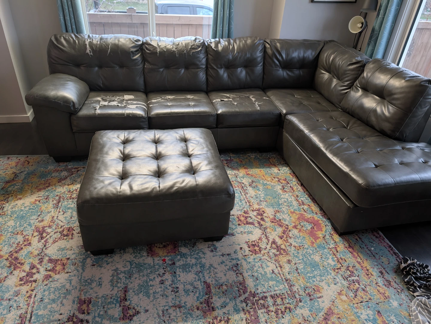 Grey Sectional Sofa with Ottoman - photo 3