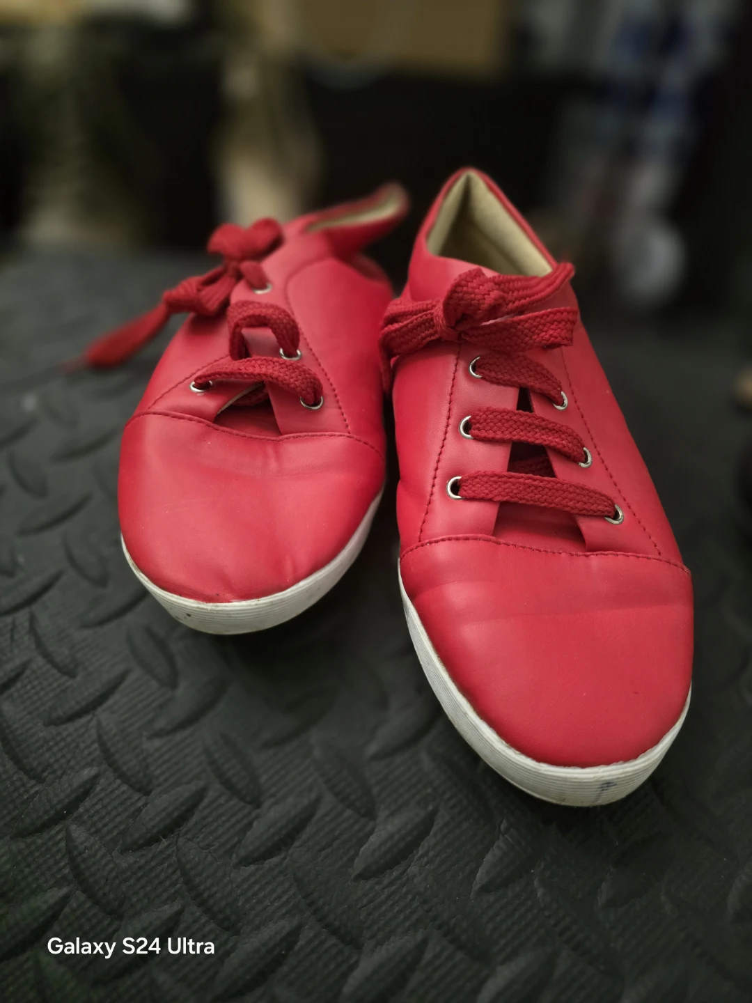Red Lace-Up Sneakers