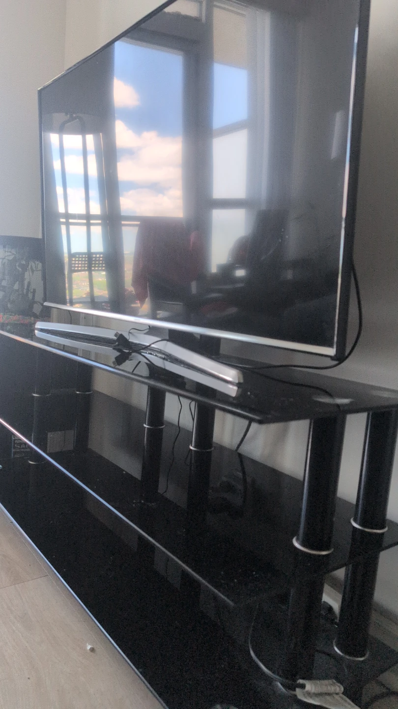 3-Tier Black Glass TV Stand - photo 3