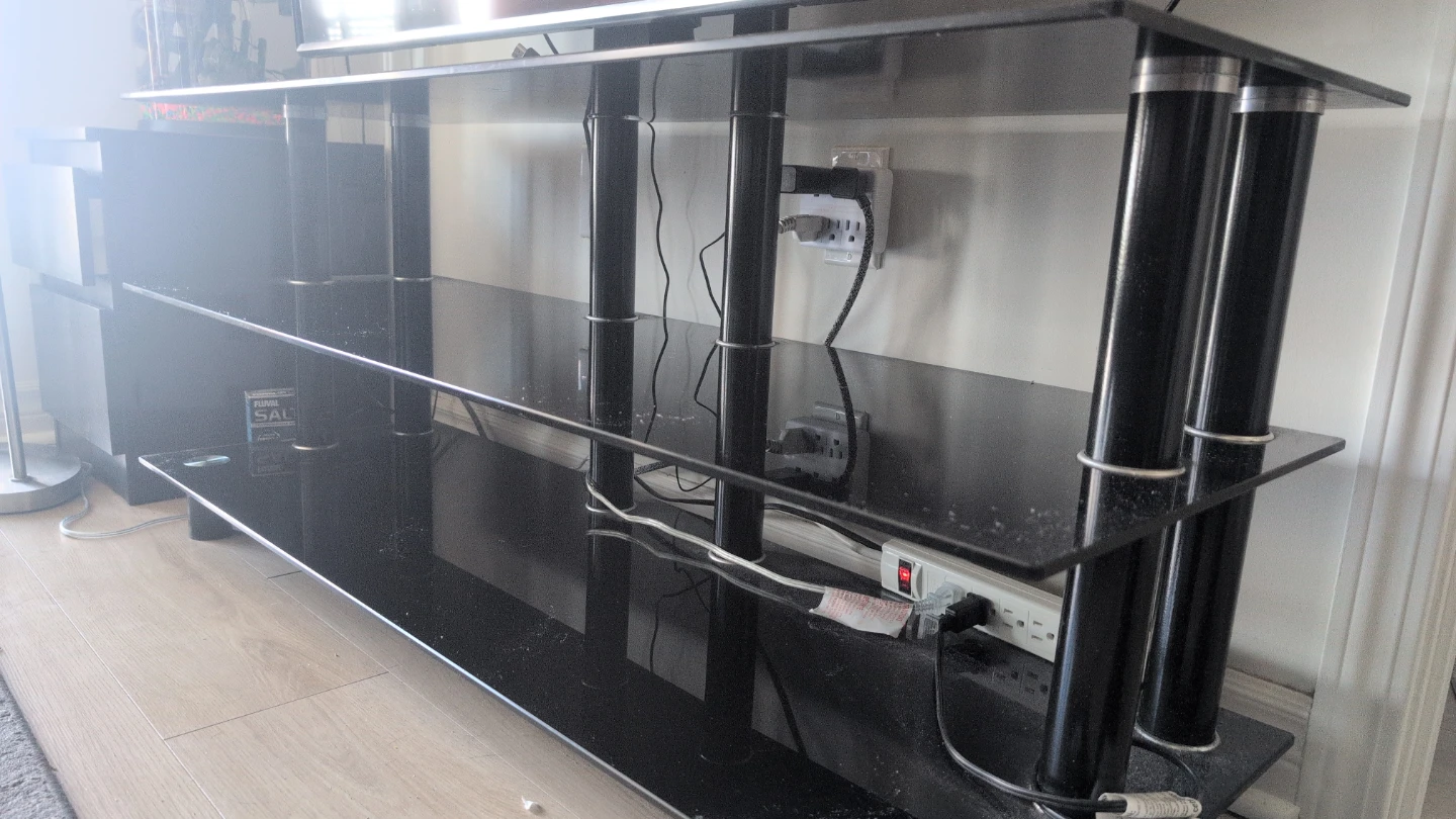 3-Tier Black Glass TV Stand - photo 4