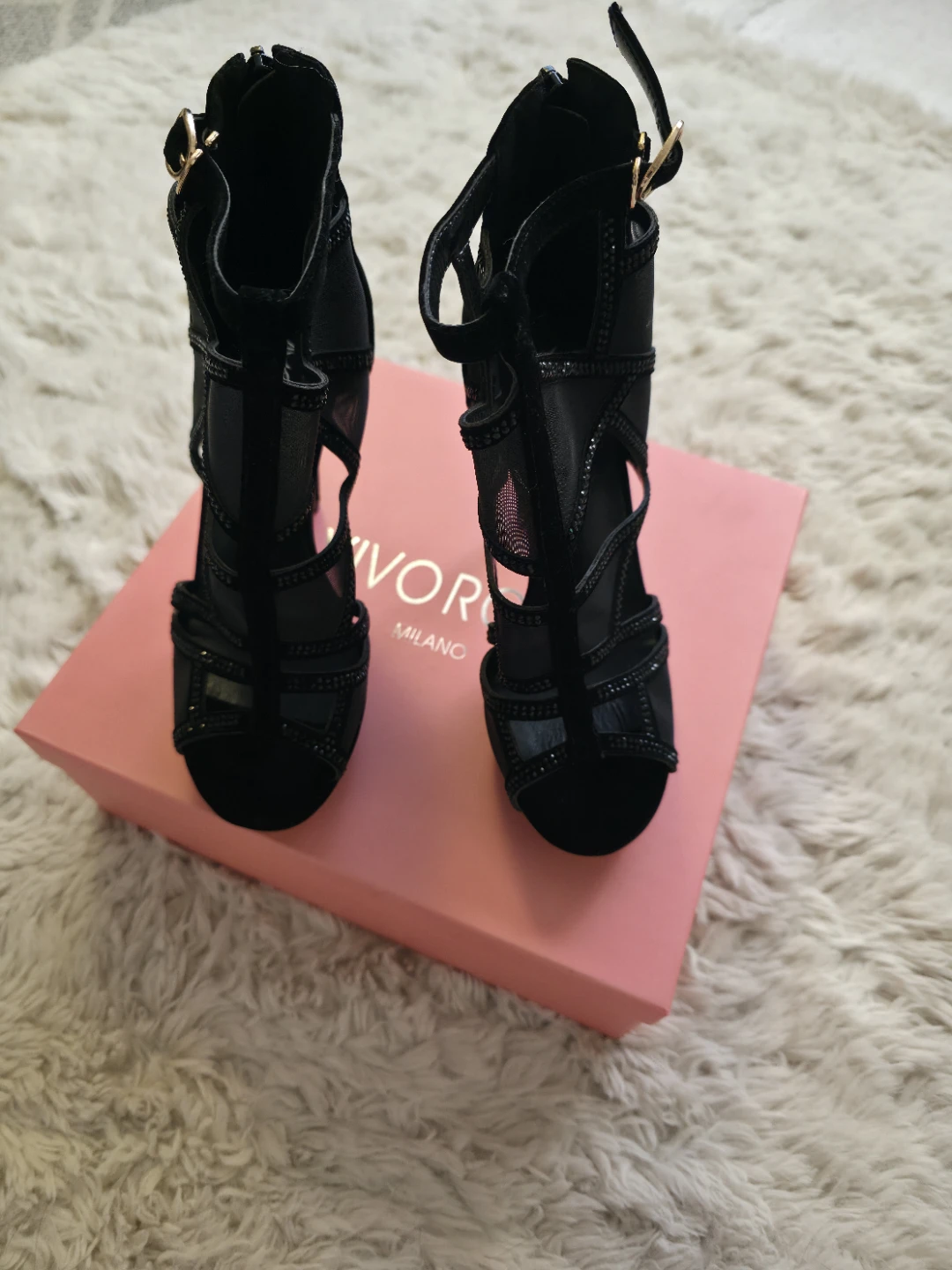 Brand New Vivo Rosa Milano Black Mesh Heels - photo 2