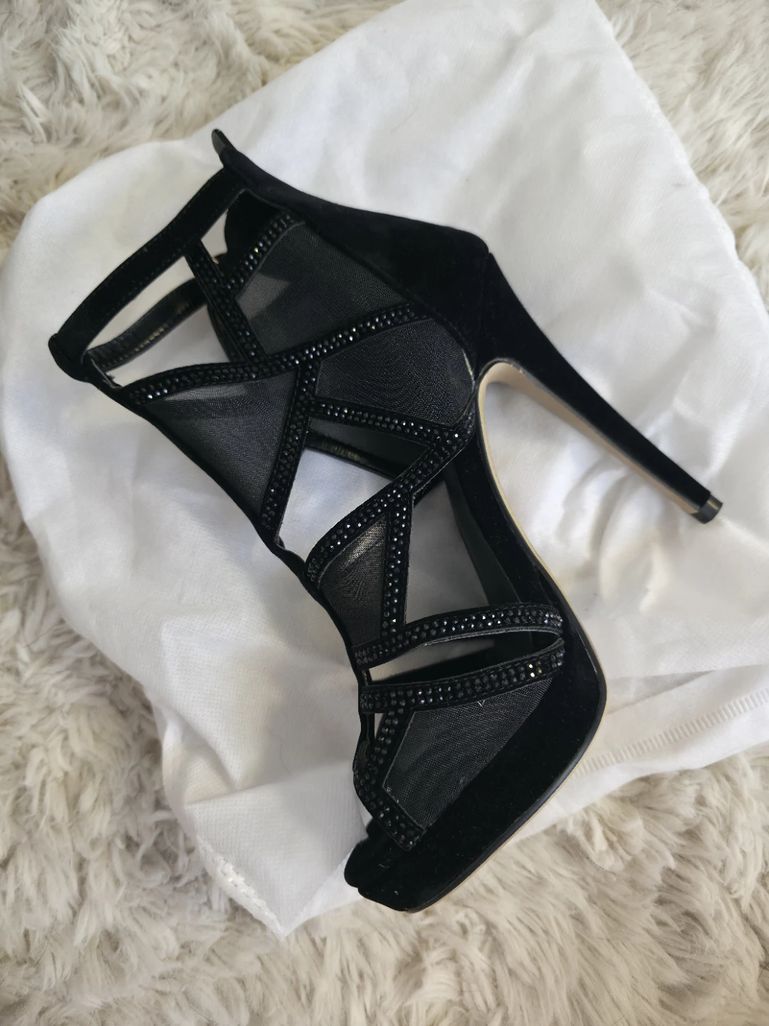 Brand New Vivo Rosa Milano Black Mesh Heels - photo 3