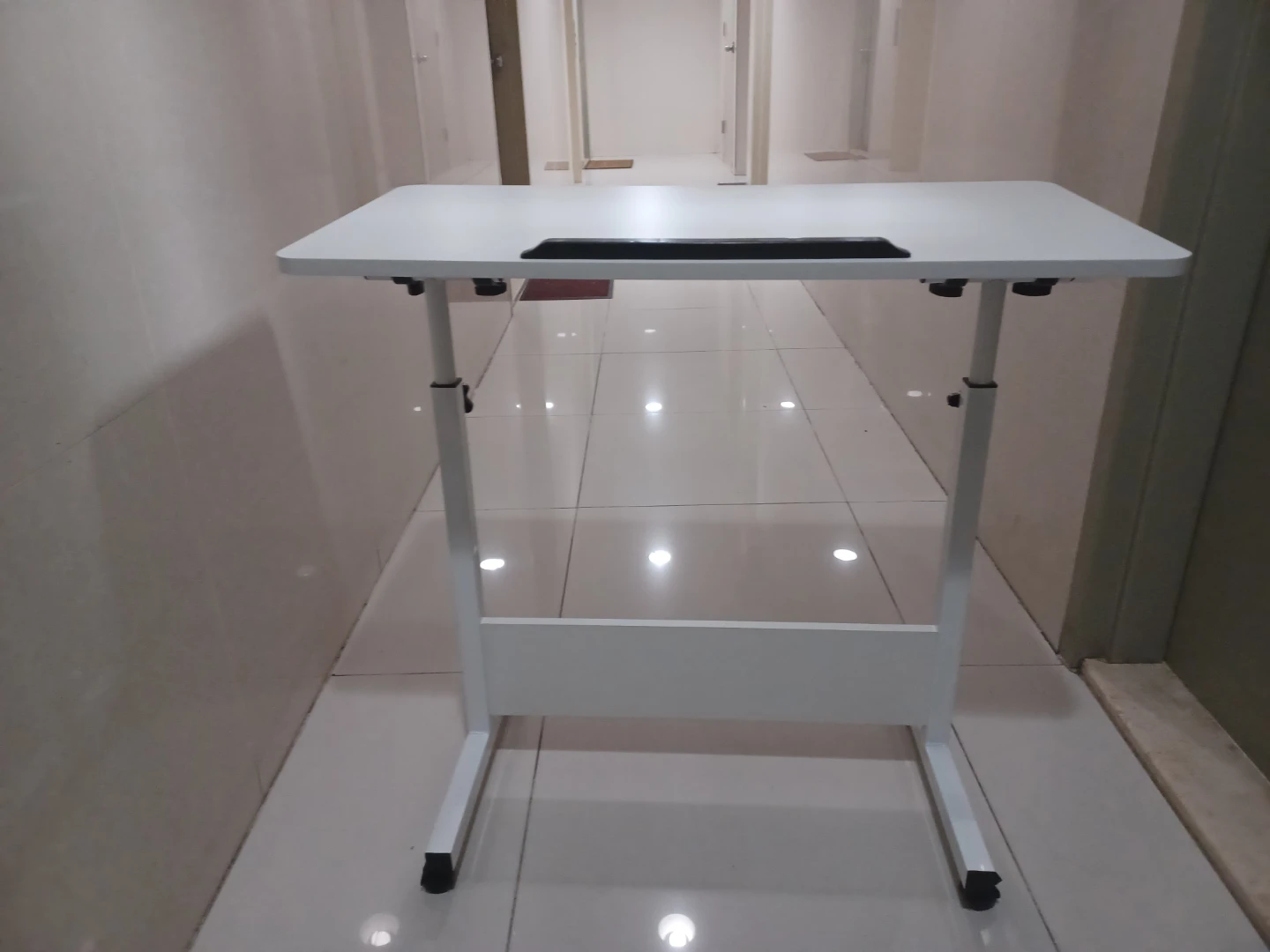 Temu - White Adjustable Height Rolling Table - photo 3