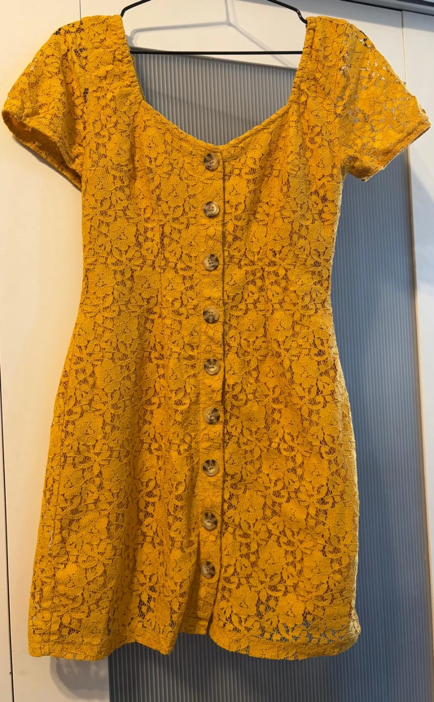 A&F Yellow Lace Button-Front mini Dress - photo 5