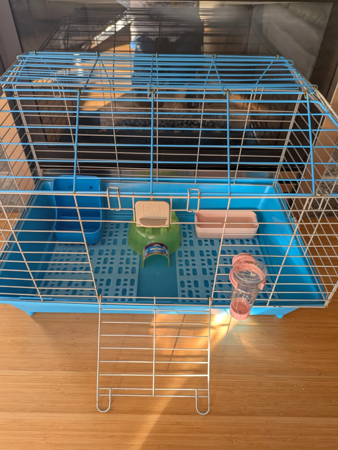 Blue Small Animal Cage with Accessories and Pet Food Canister - photo 2