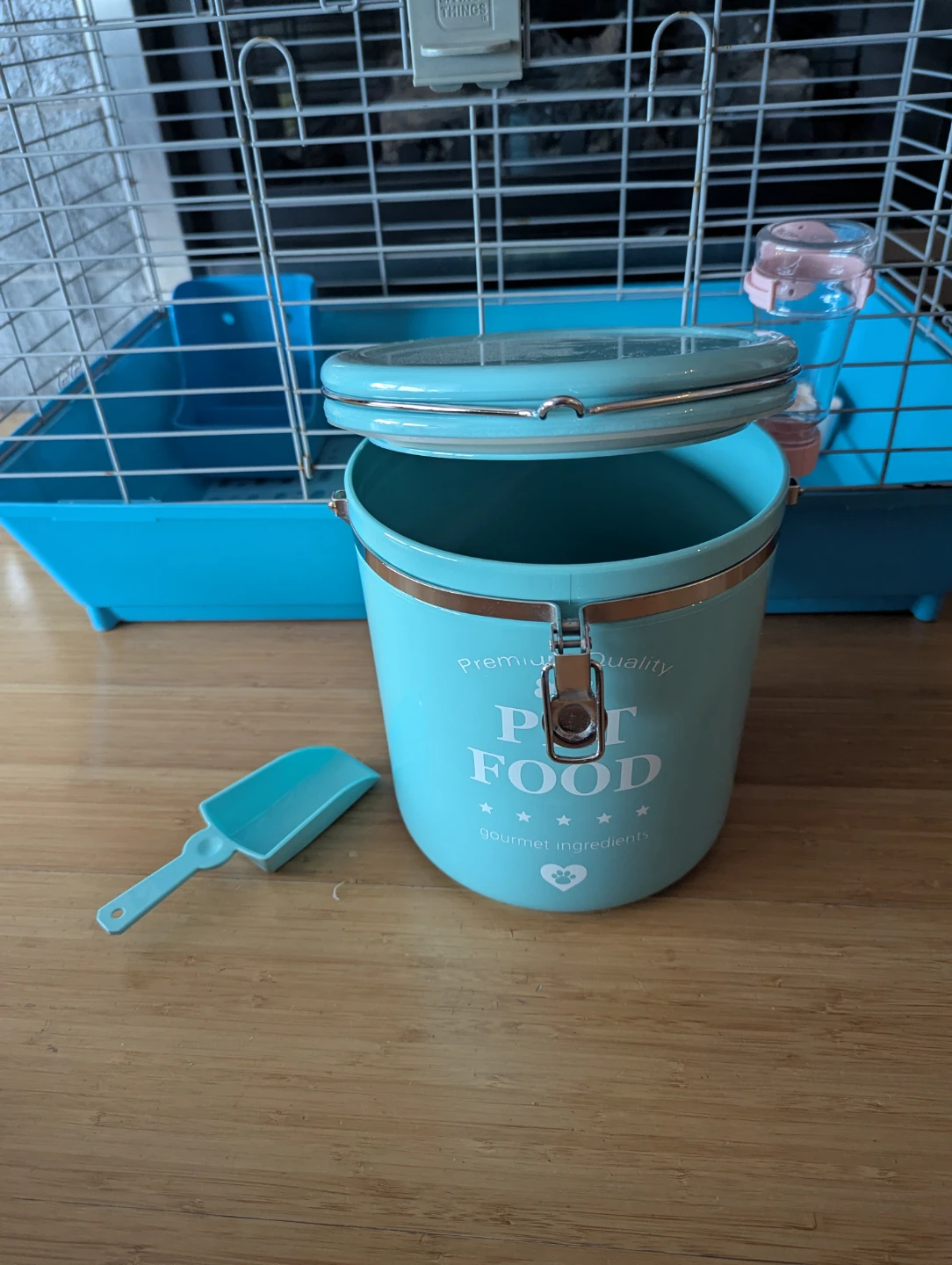 Blue Small Animal Cage with Accessories and Pet Food Canister - photo 4