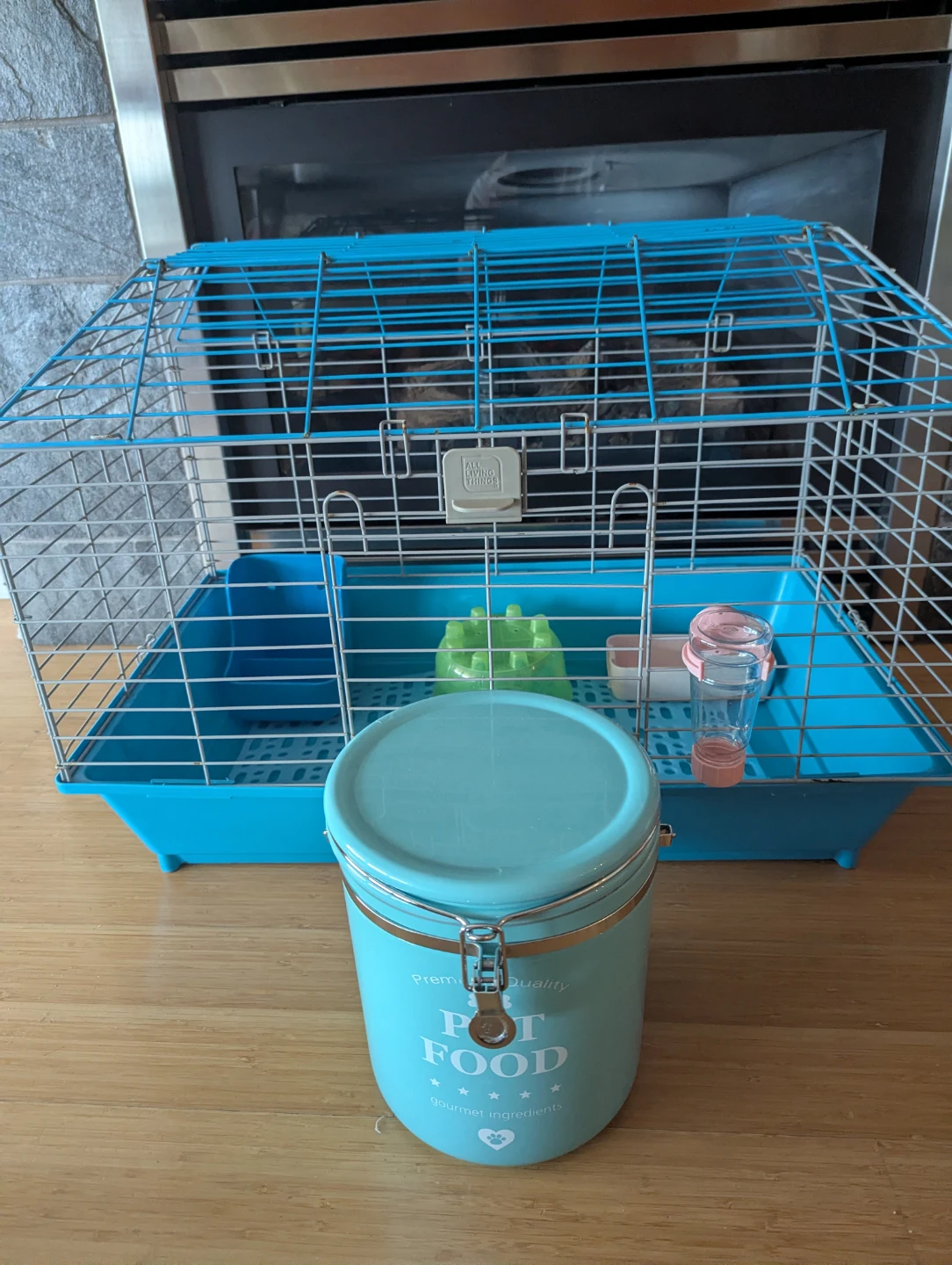 Blue Small Animal Cage with Accessories and Pet Food Canister - photo 5