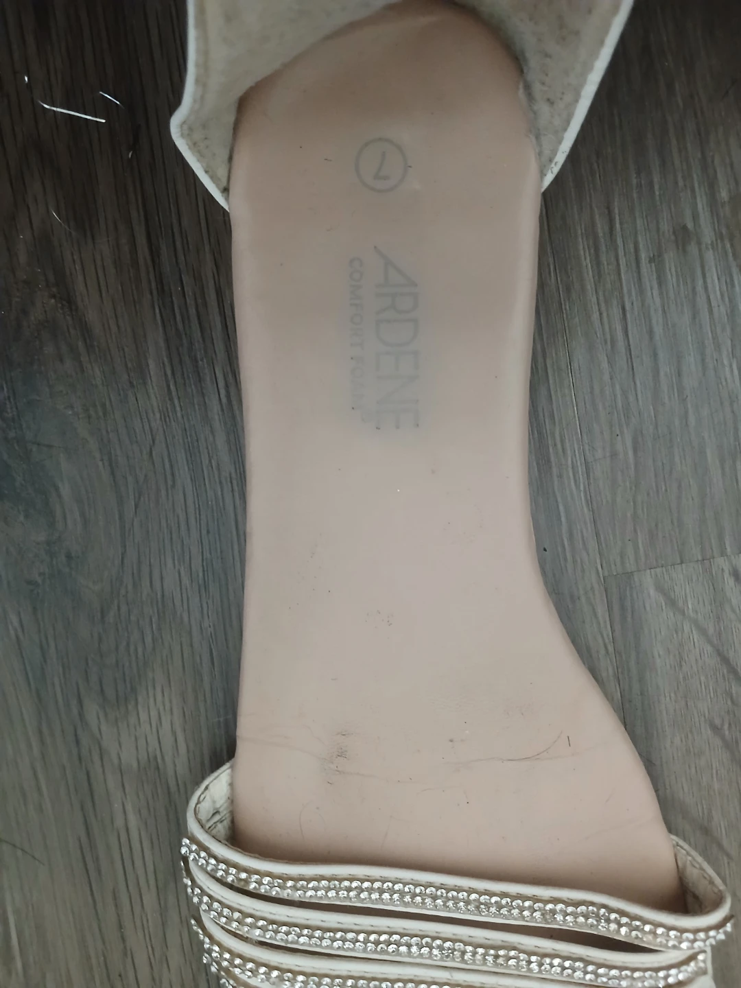 Ardene White & Silver Embellished Gladiator Sandals - Size 7