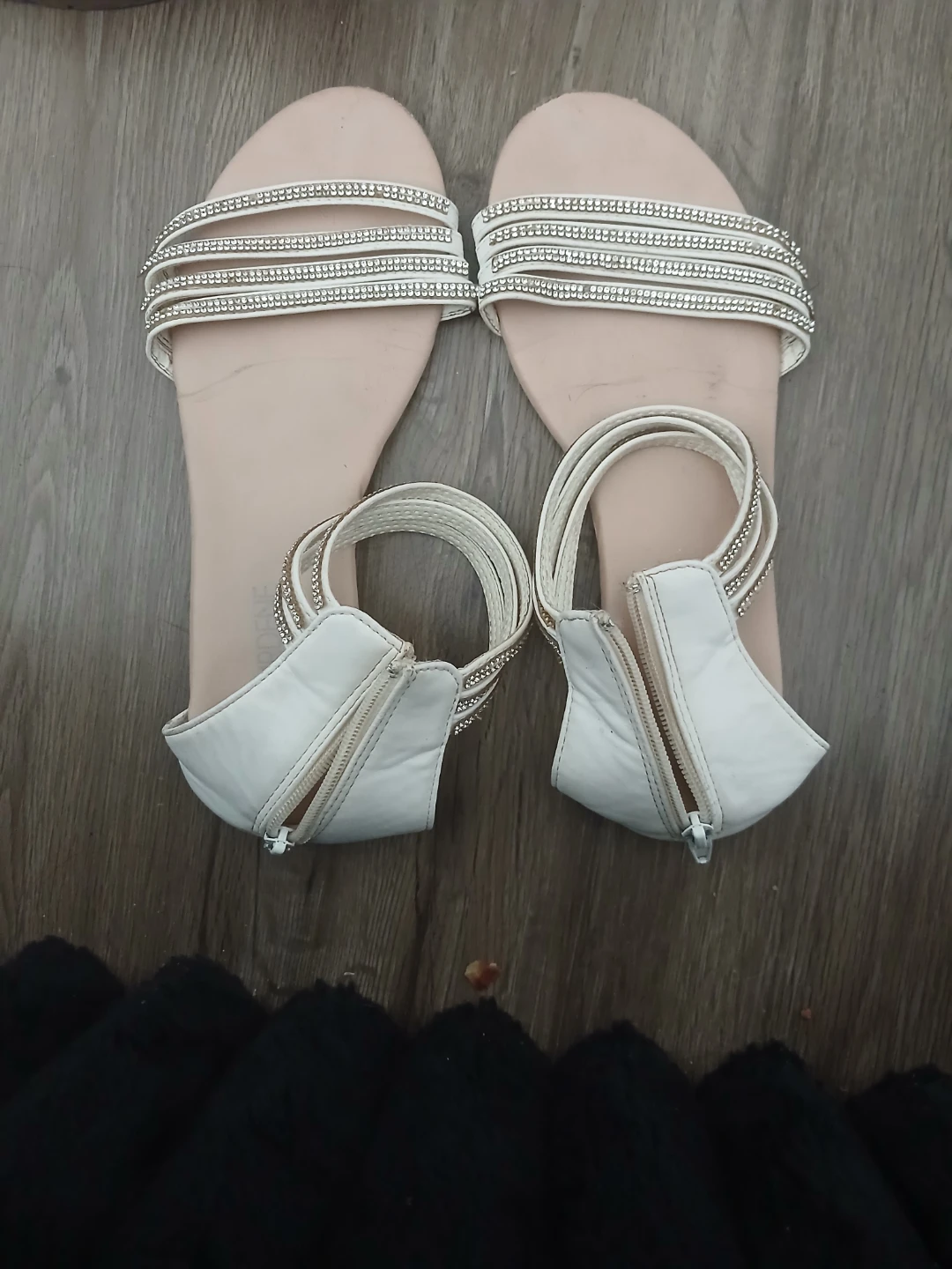 Ardene White & Silver Embellished Gladiator Sandals - Size 7 - photo 2