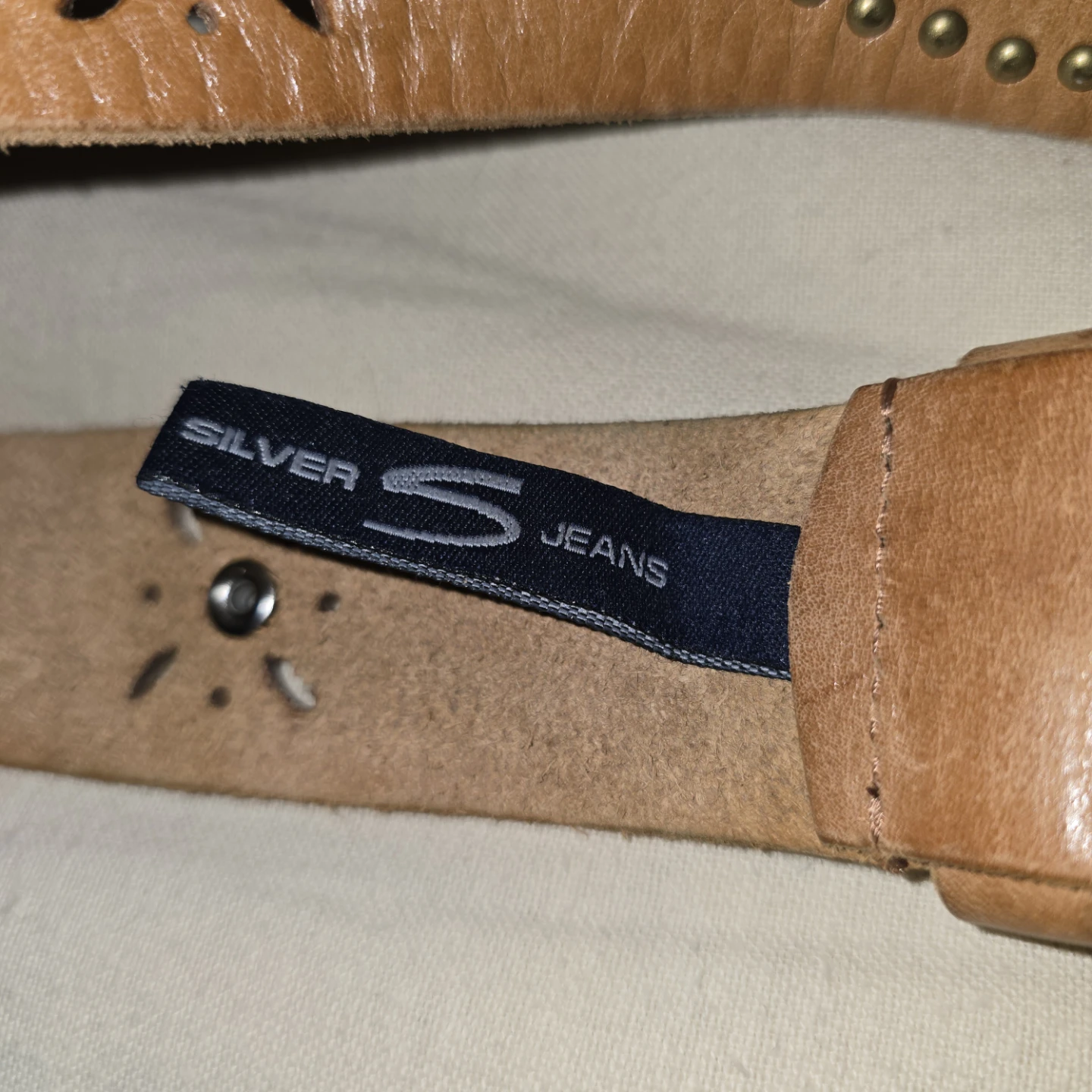 Silver Jeans Co. Women's Brown Leather Belt with Studs Size M - photo 3
