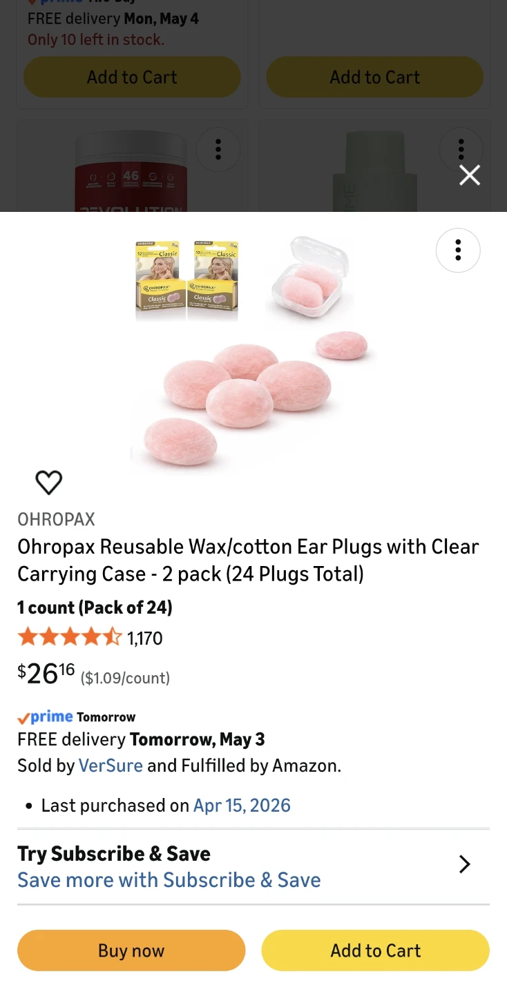 Ohropax Reusable Wax/Cotton Ear Plugs with Clear Carrying Case - photo 3