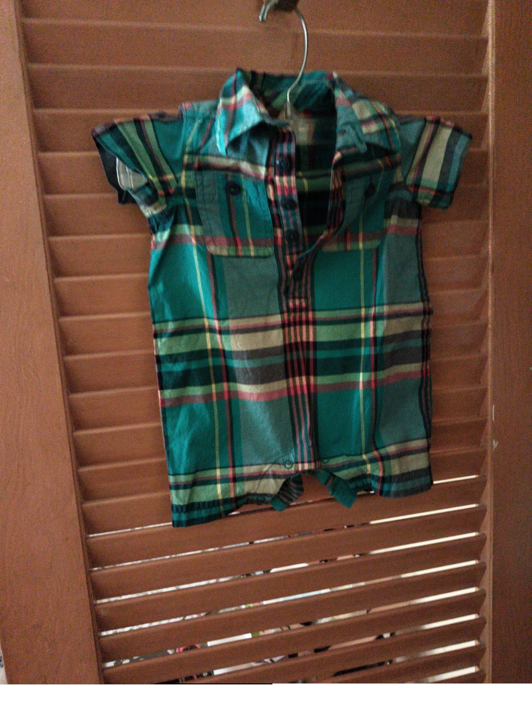 Baby Boys Plaid Short Sleeve Romper
