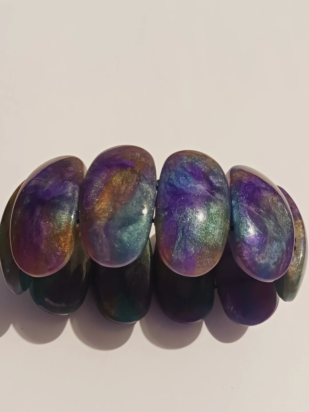 Beaded Bracelet with Swirled Purple, Blue,& Gold Accents - photo 2