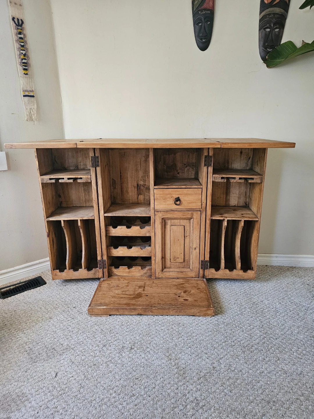 Wooden Bar Cabinet with Wine Storage - photo 2