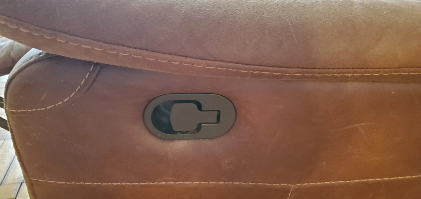 Brown Real Leather Double Recliner with Cup Holders - photo 2