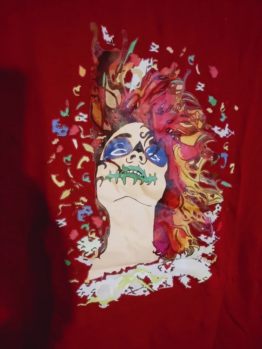 Women Gildan Red T-Shirt Dia de Muertos Size XL NEW