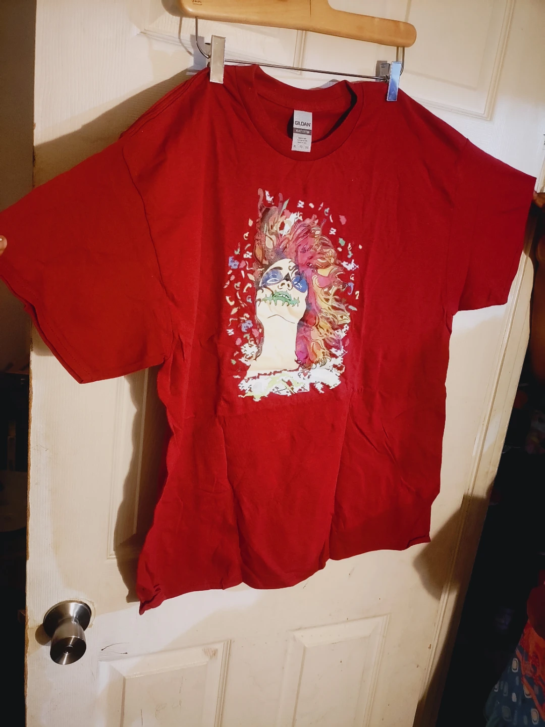 Women Gildan Red T-Shirt Dia de Muertos Size XL NEW - photo 2