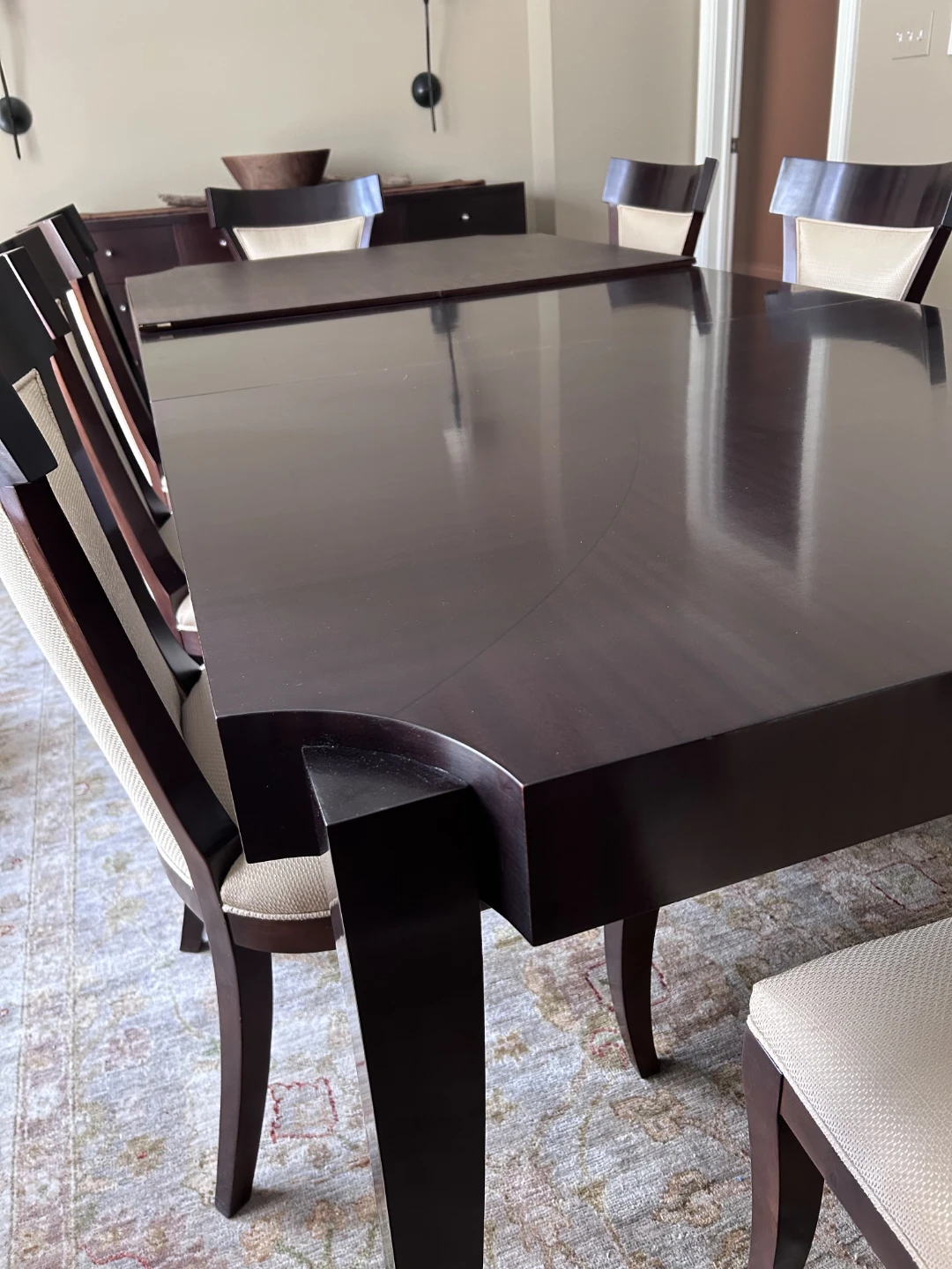 Dark Wood Dining Table with  Upholstered Chairs - photo 2