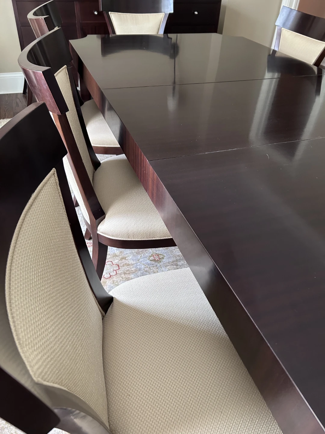 Dark Wood Dining Table with  Upholstered Chairs - photo 3