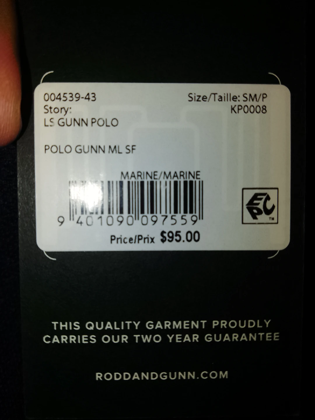 Rodd & Gunn LS Gunn Polo Marine/Marine Size SM/P - photo 2