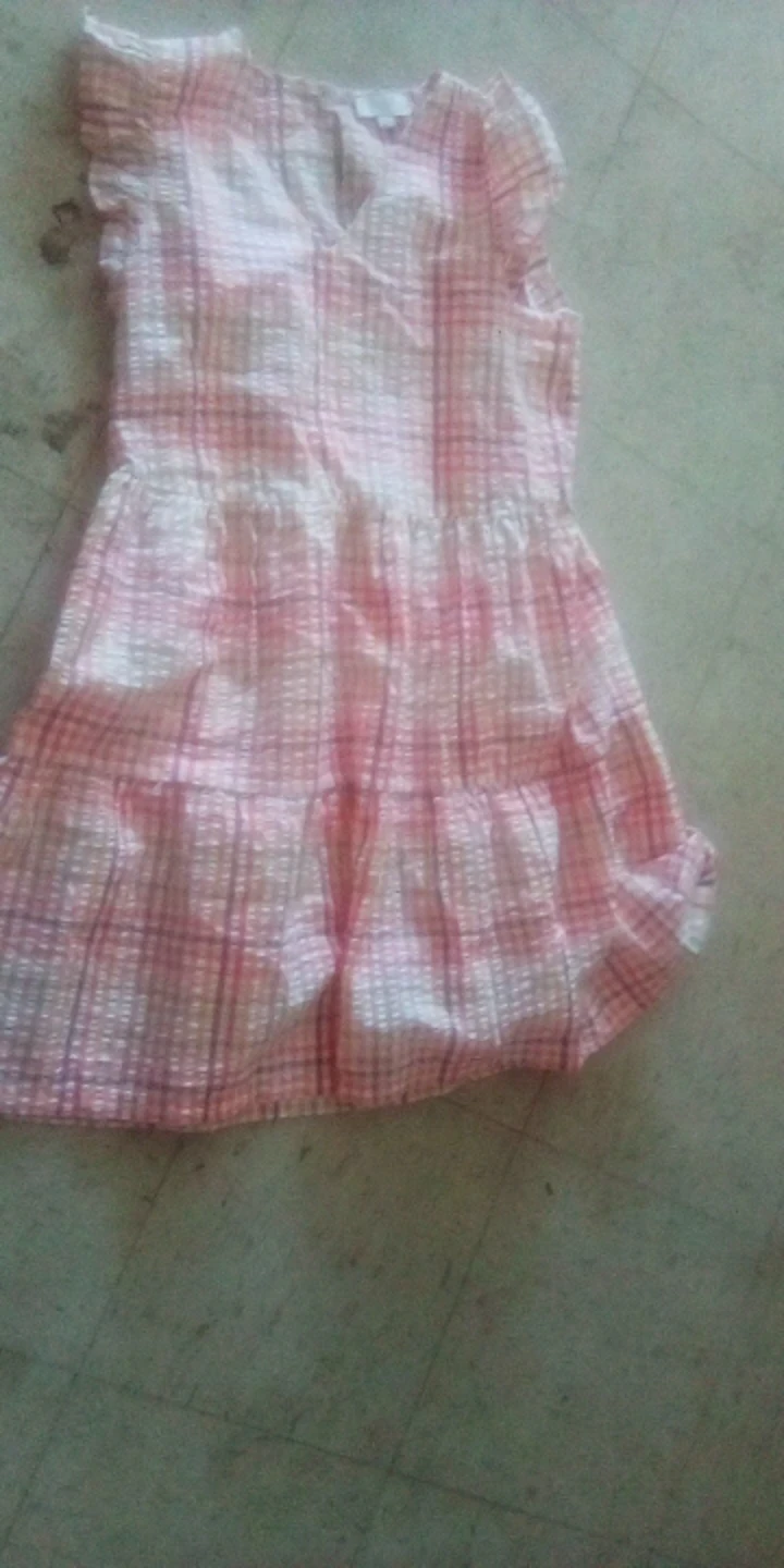 Women Pink Plaid Tiered Dress