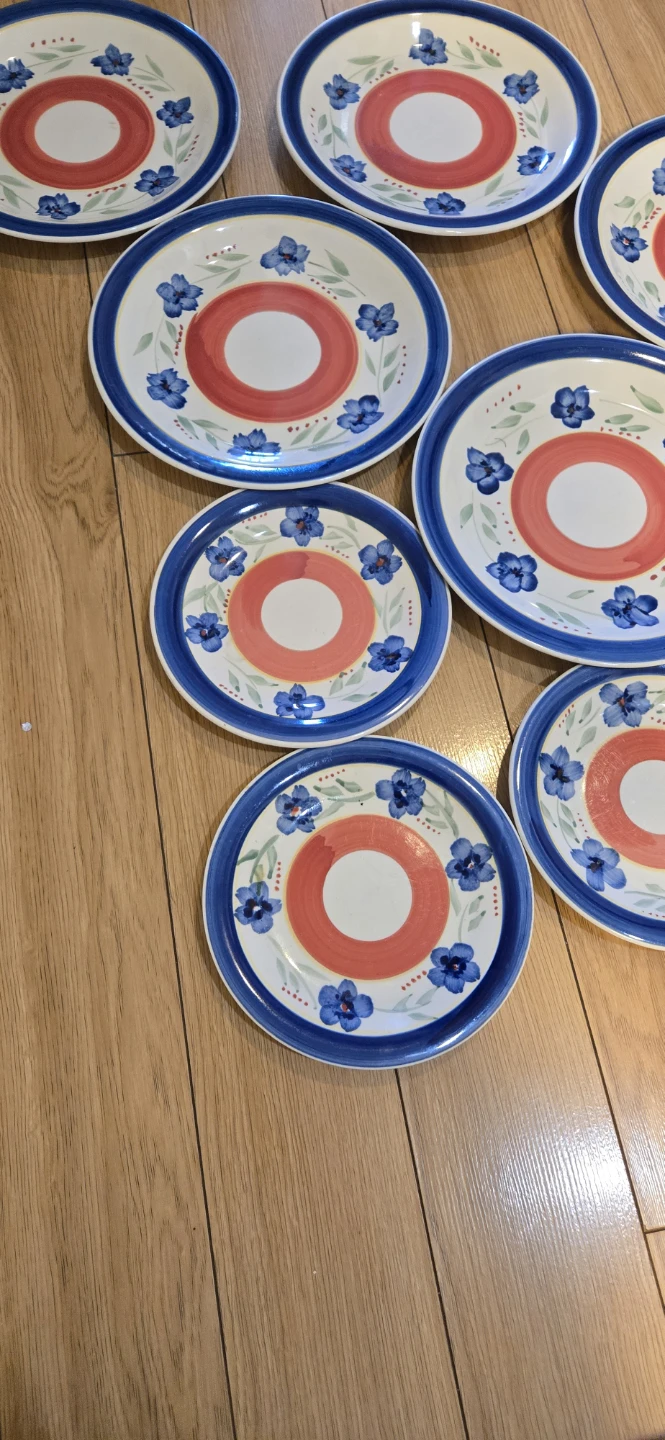 Set of 9 Decorative Plates with Blue Flowers - photo 2