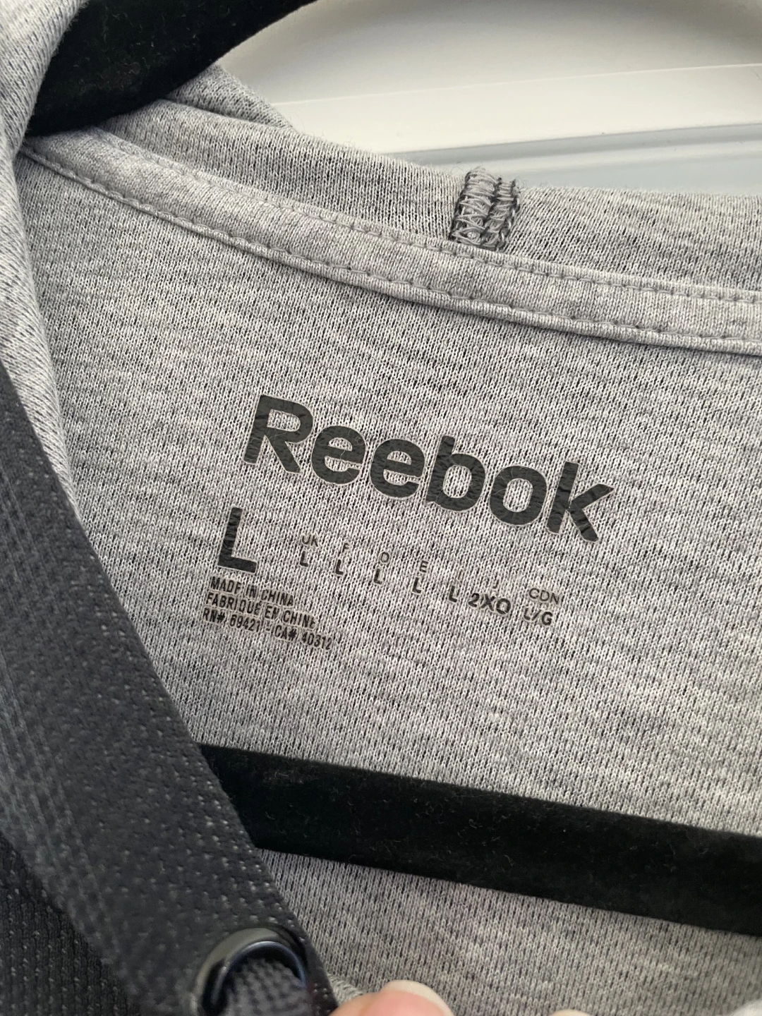 Reebok Zip-Up Hoodie - Grey/Black - Size L - photo 3