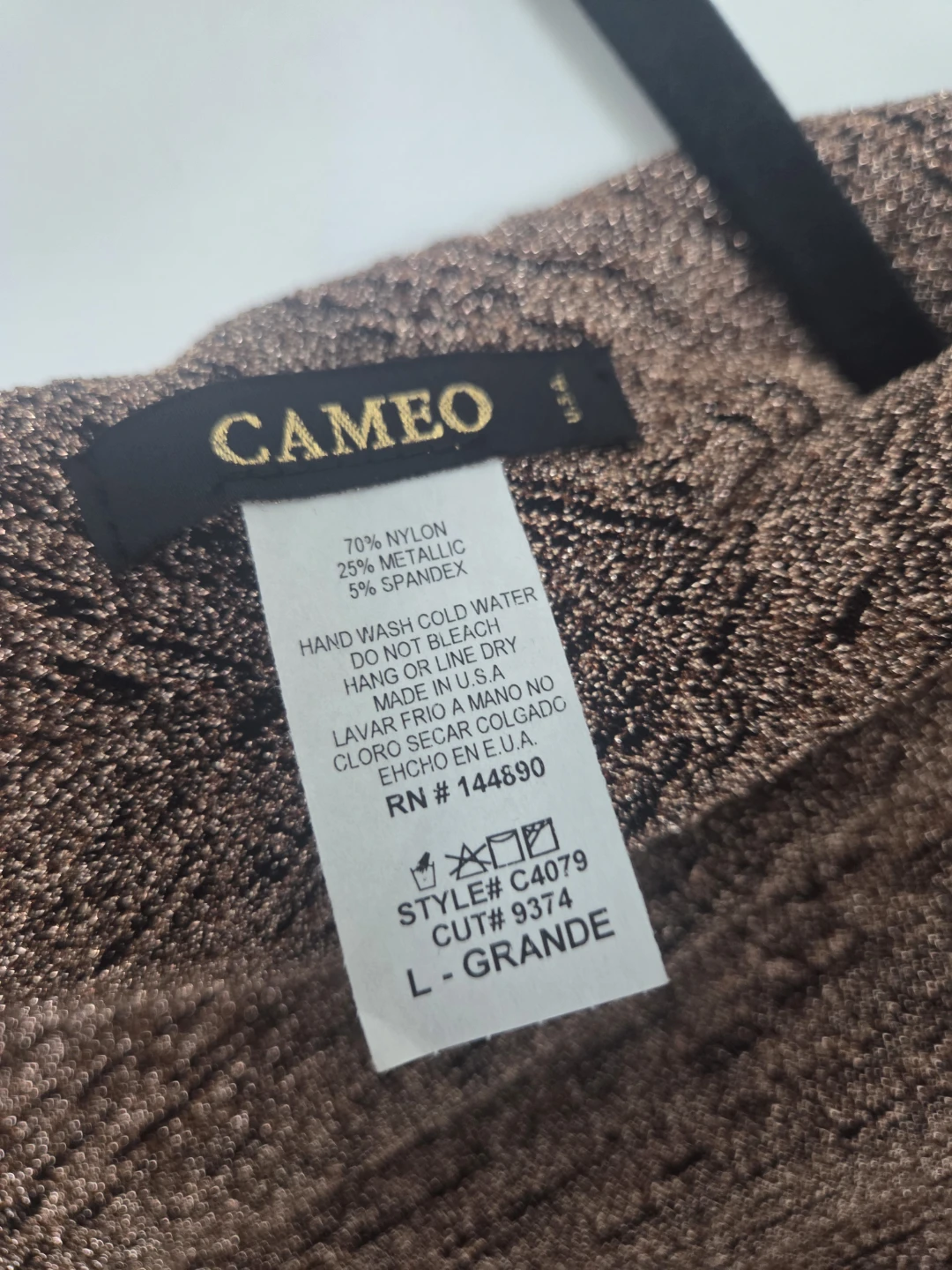 CAMEO Women's Bronze Metallic Maxi Dress - Size L - photo 4