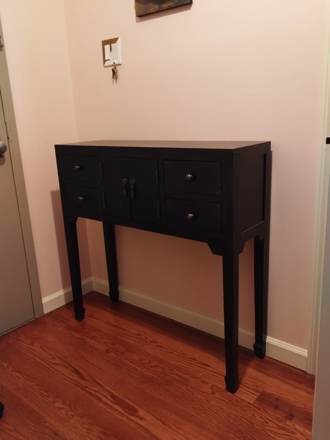 Black Entry Console Table with Drawers and Cabinet - photo 2