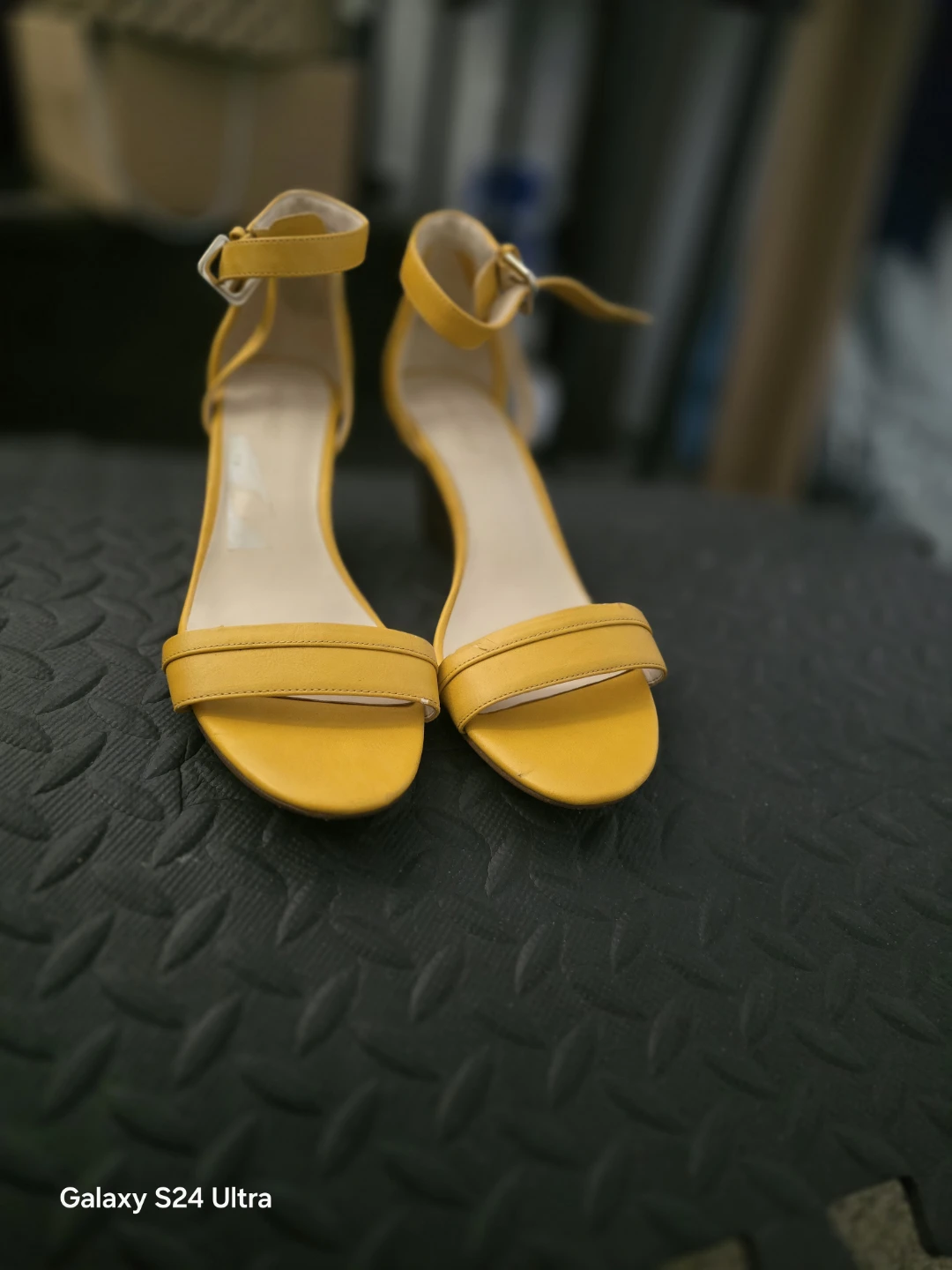 Nine West Yellow Ankle Strap Heels - Size 9.5M
