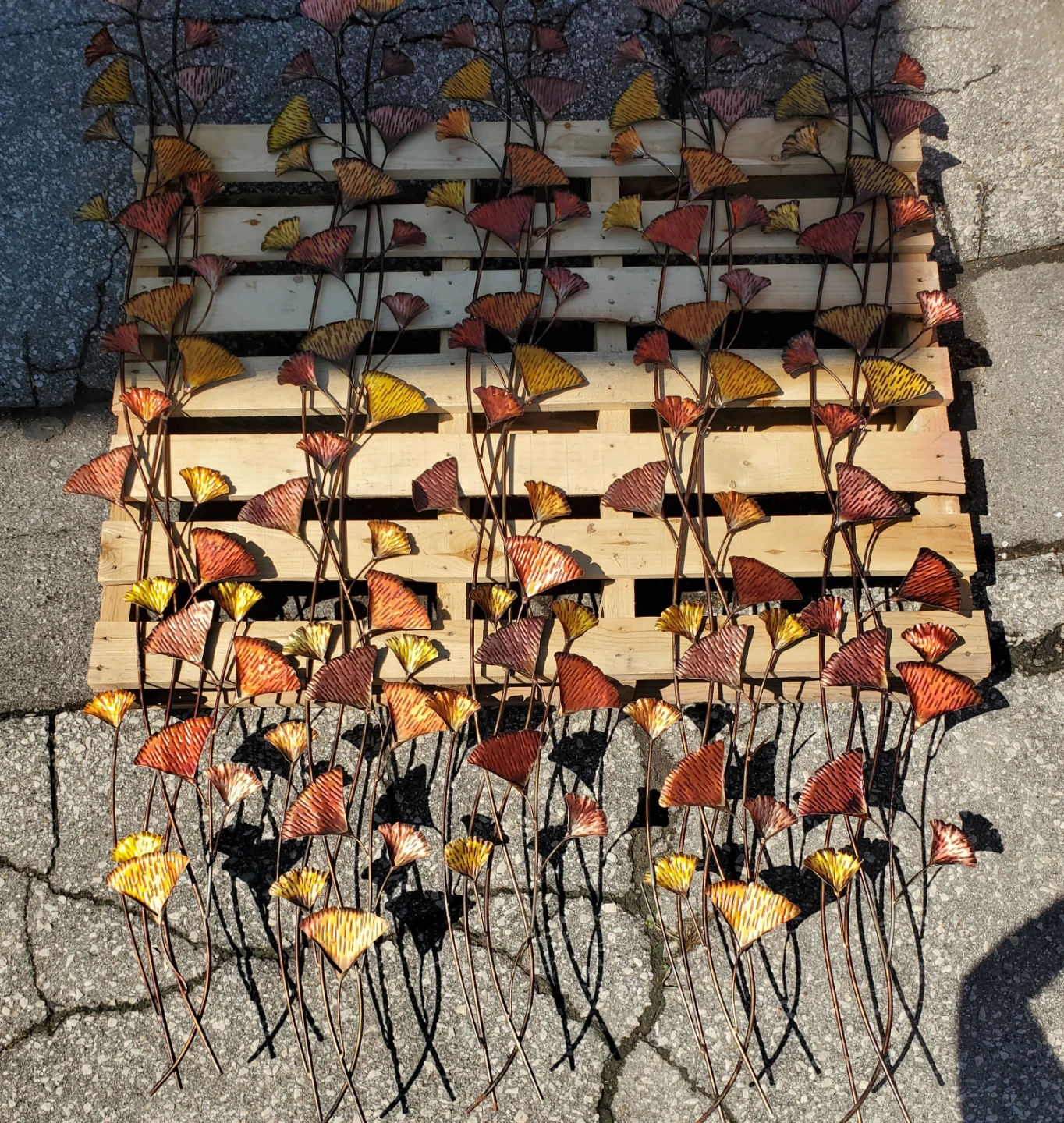 Metal Wall Art with Leaf Design x5 pieces