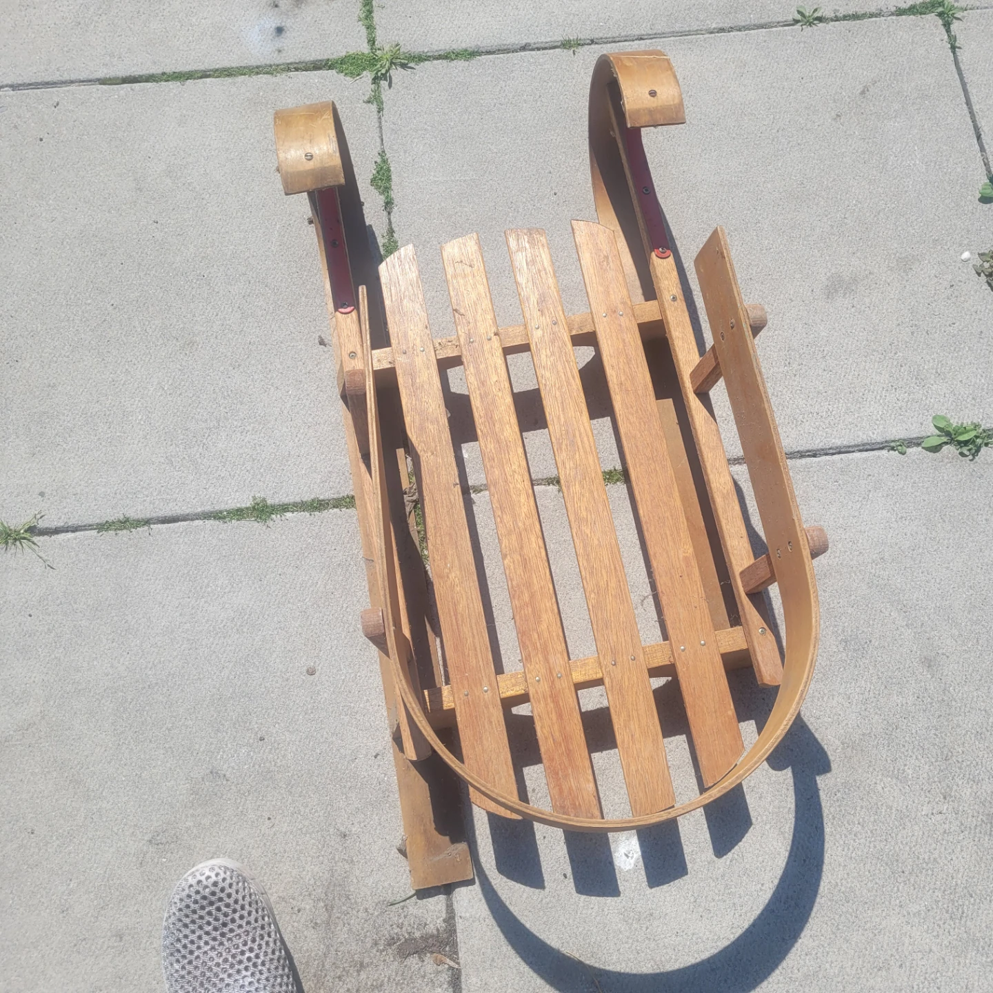 Vintage Wooden Baby Sled / Toddler Pull Toboggan