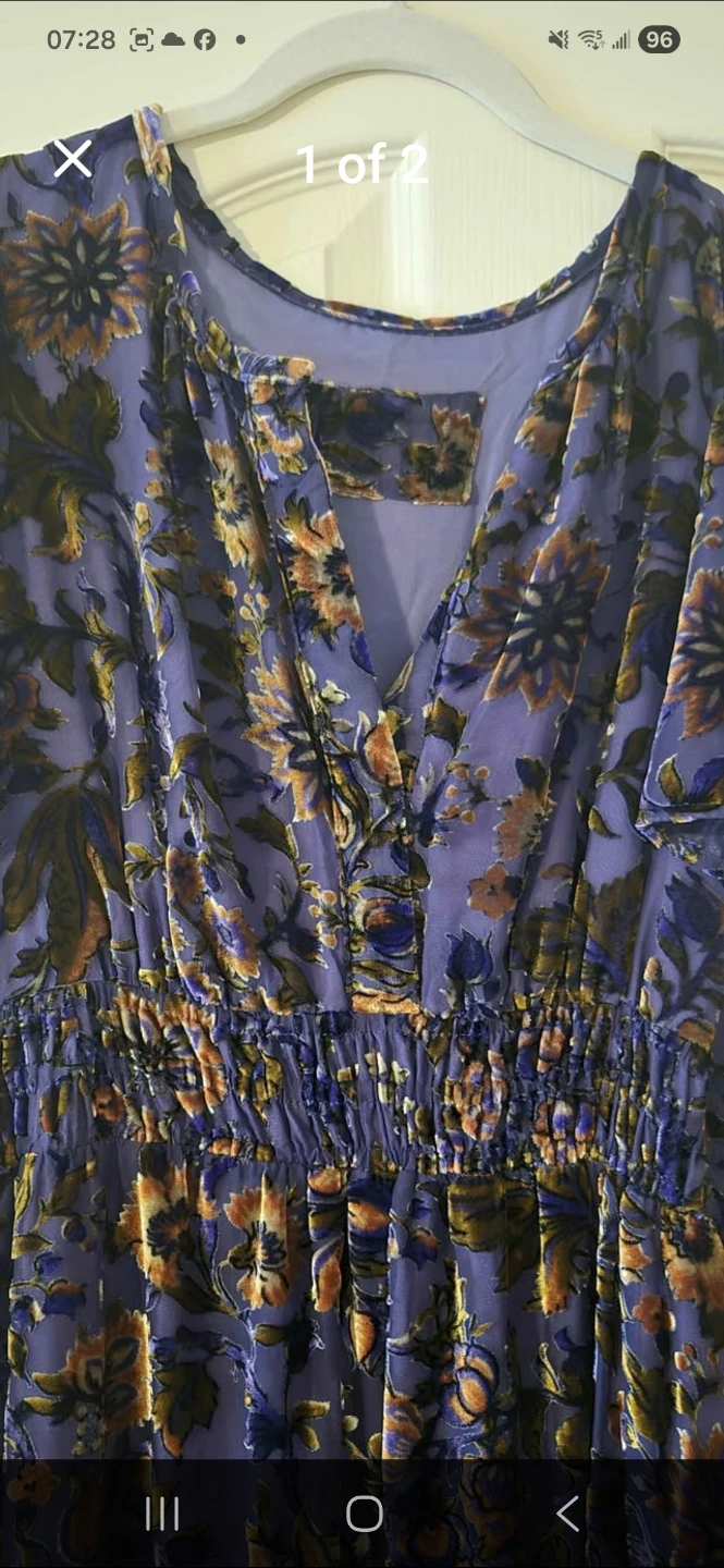 Anthropologie Purple Floral Velvet Maxi Dress