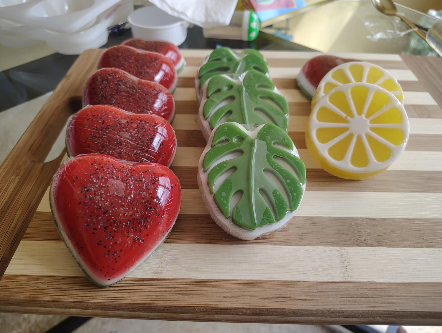 Handmade Soaps - Heart, Leaf, and Lemon Shapes