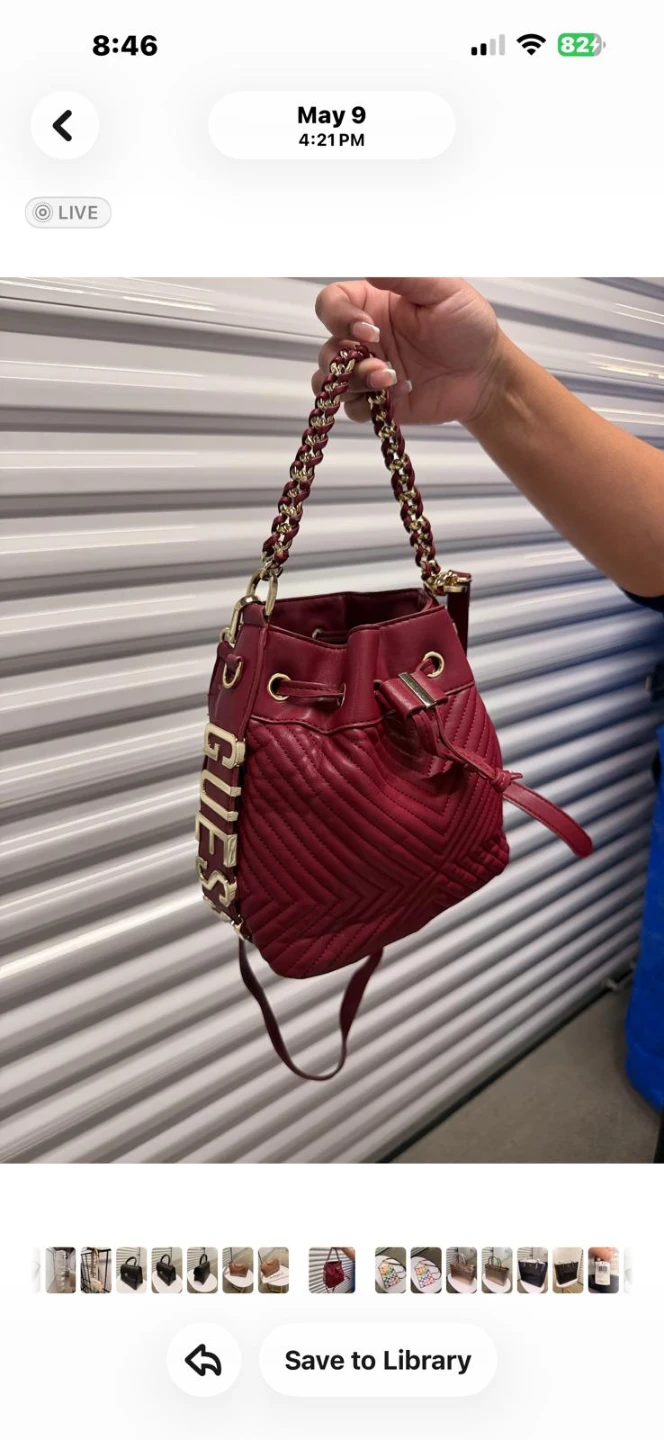 Guess Red Quilted Bucket Bag