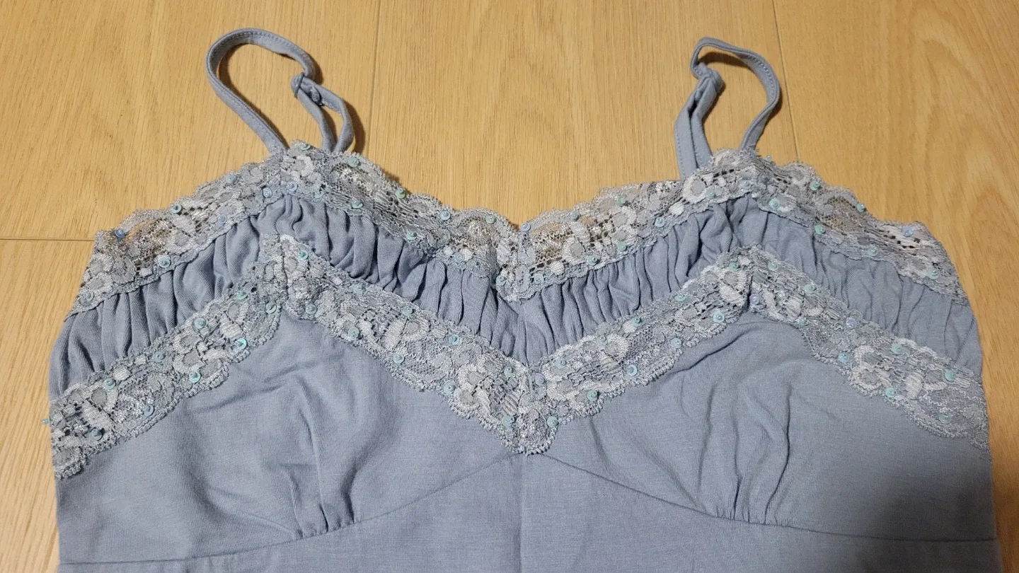 Tristan & Iseut Blue Lace Trim Cami - Size S