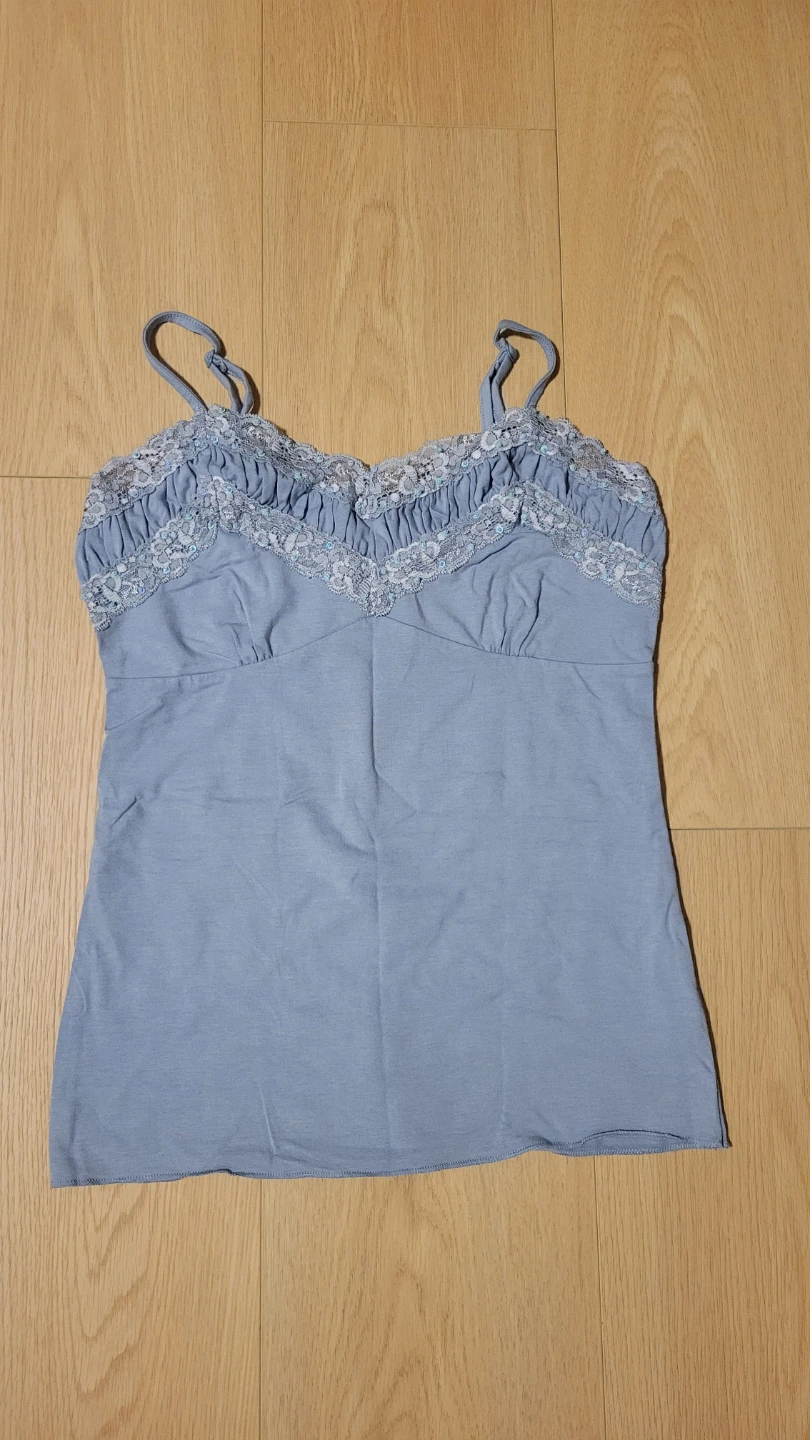 Tristan & Iseut Blue Lace Trim Cami - Size S - photo 2