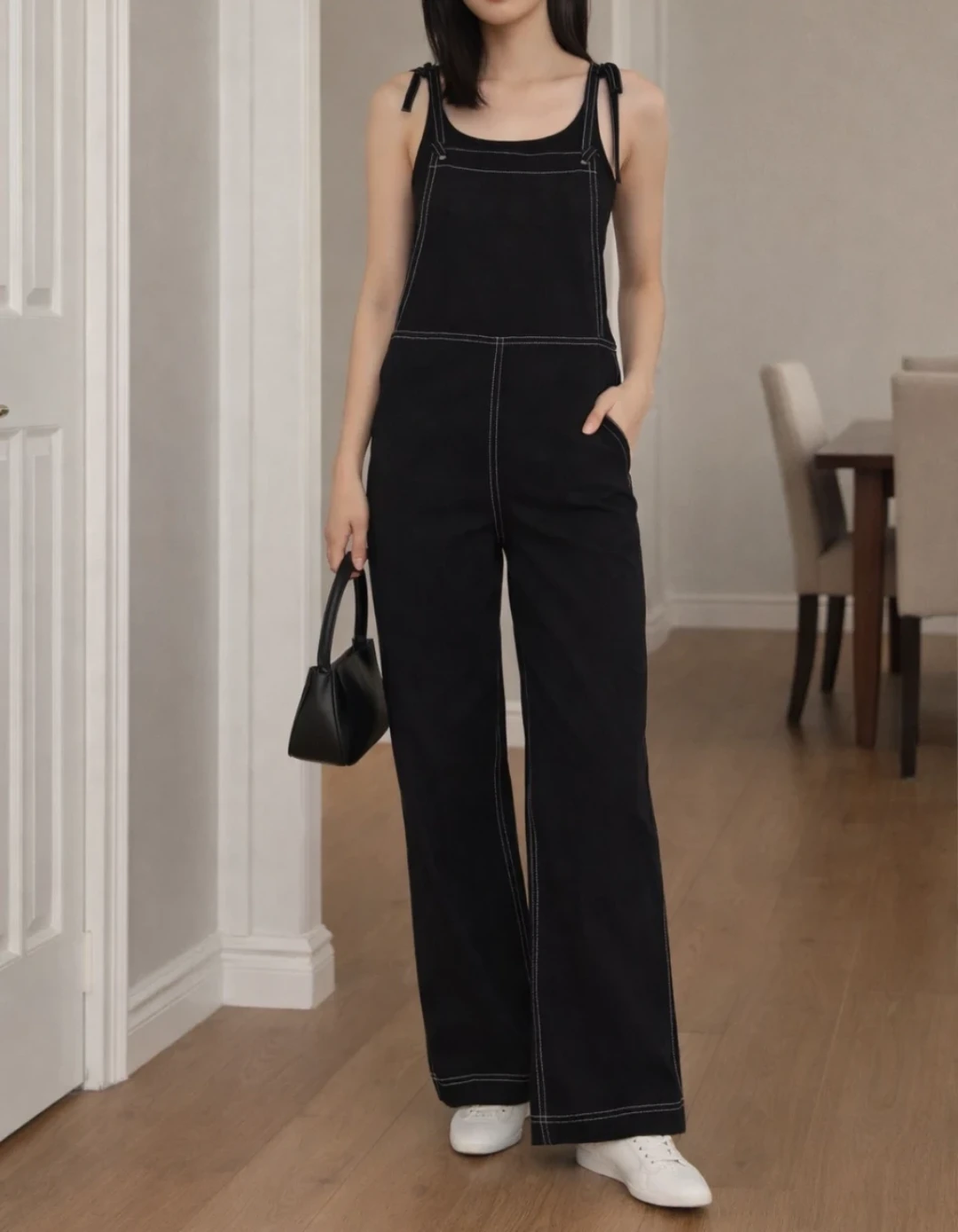 Black Overalls with White Stitching (B:MING by BEAMS)