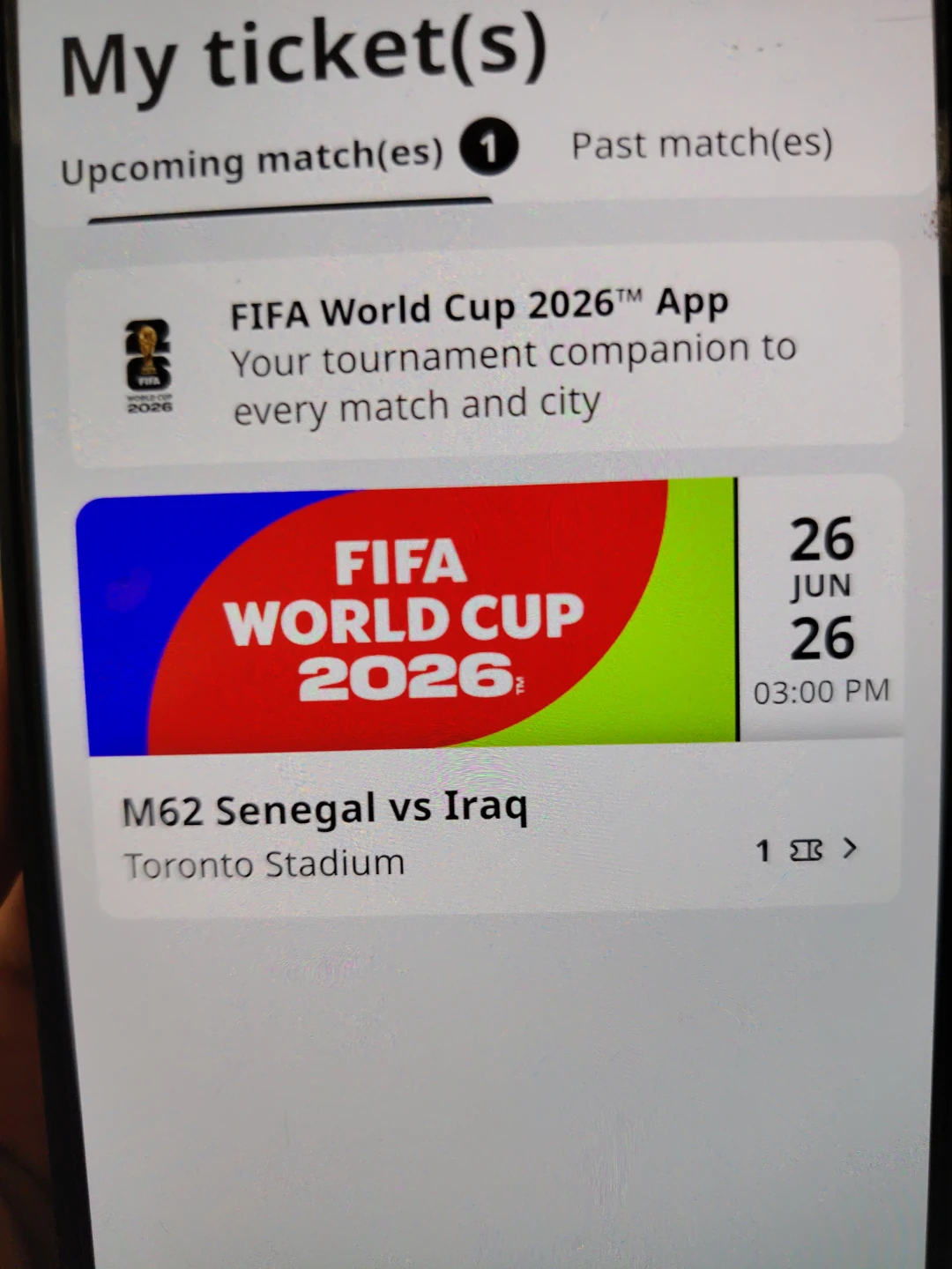 Fifa Worldcup ticket Iraq vs Sengal - photo 2