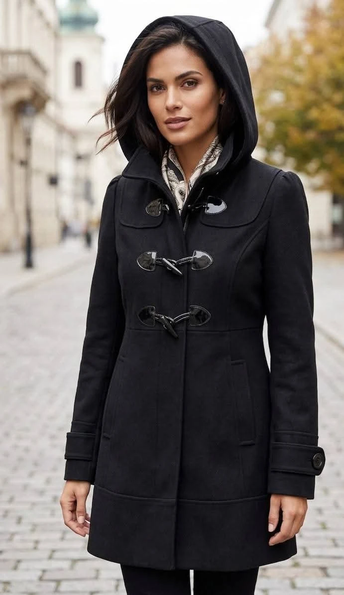 Guess Black Toggle Coat with hood